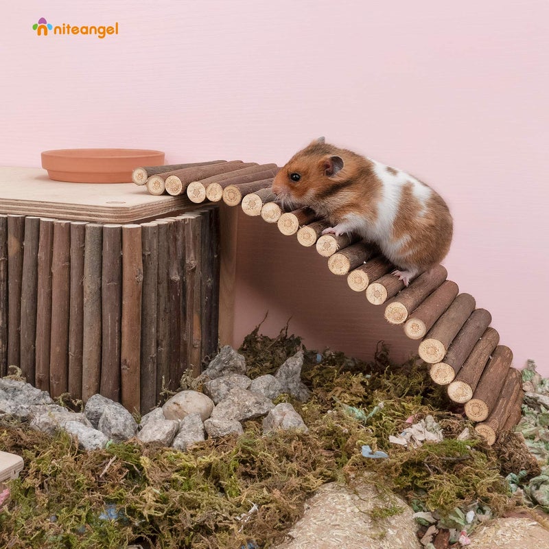 Niteangel Wooden Ladder Bridge, Hamster Mouse Rat Rodents Toy, Small Animal Chew Toy (11.8" x 4.7") - Image 3